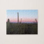Pink Moon over Saguaro at Sunrise Jigsaw Puzzle