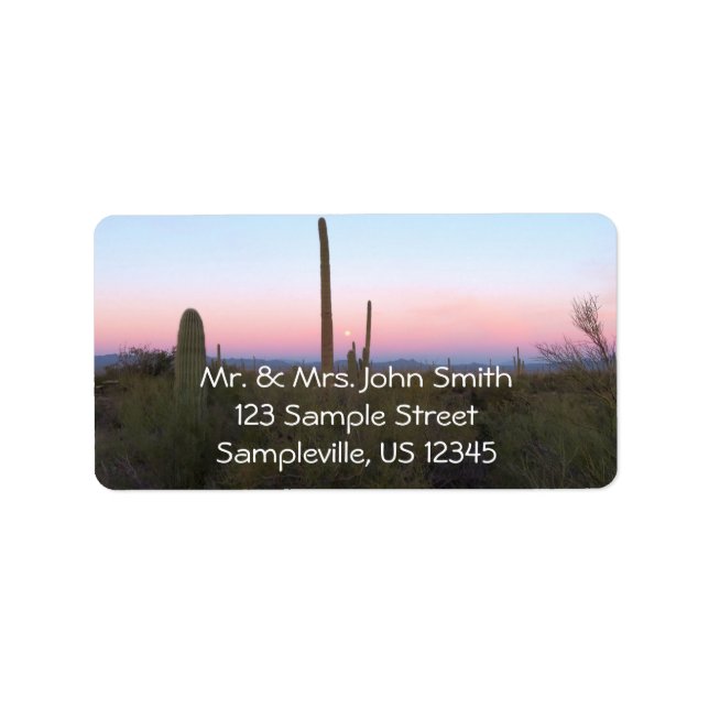 Pink Moon over Saguaro at Sunrise Label (Front)