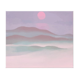 Pink Moon Over Water Canvas Print