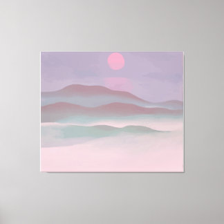 Pink Moon Over Water Canvas Print