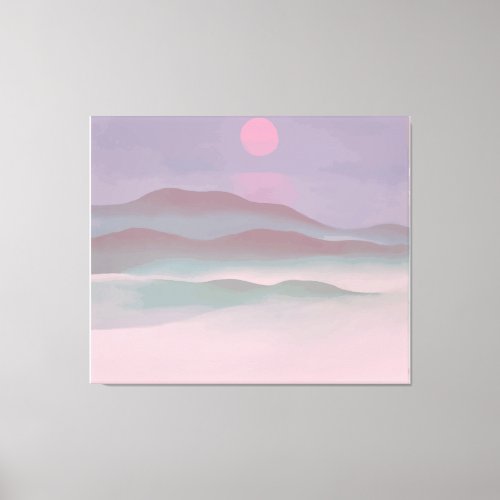 Pink Moon Over Water Canvas Print