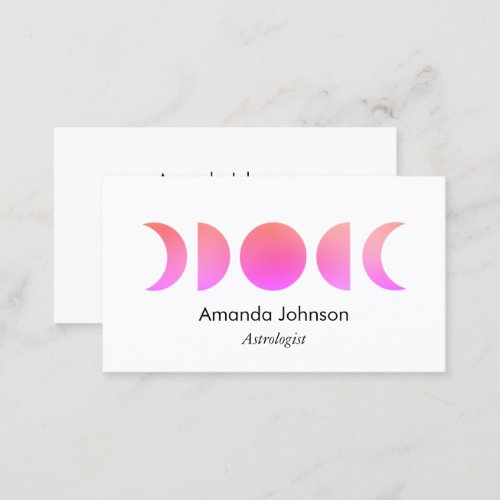 Pink Moon Phases Astrology Yoga Holistic Healer Business Card