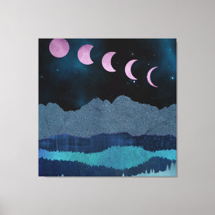 Pink Moon Phases Landscape Canvas Print
