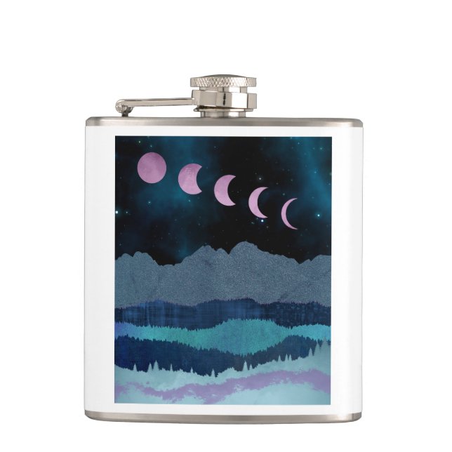 Pink Moon Phases Landscape Flask (Front)