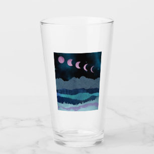 Pink Moon Phases Landscape Glass
