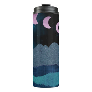 Pink Moon Phases Landscape Thermal Tumbler