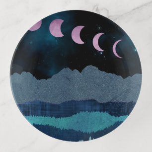 Pink Moon Phases Landscape Trinket Tray