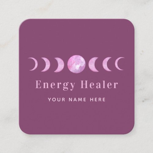Pink Moon Phases Lunar Energy Healer Spiritual Square Business Card