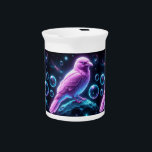 Pink Moon Raven Beverage Pitcher<br><div class="desc">This design features a pink raven on a space rock with bubbles in the foreground and a cosmic background.</div>