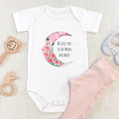 Pink Moon Spring Flower Baby Girl Baby Bodysuit