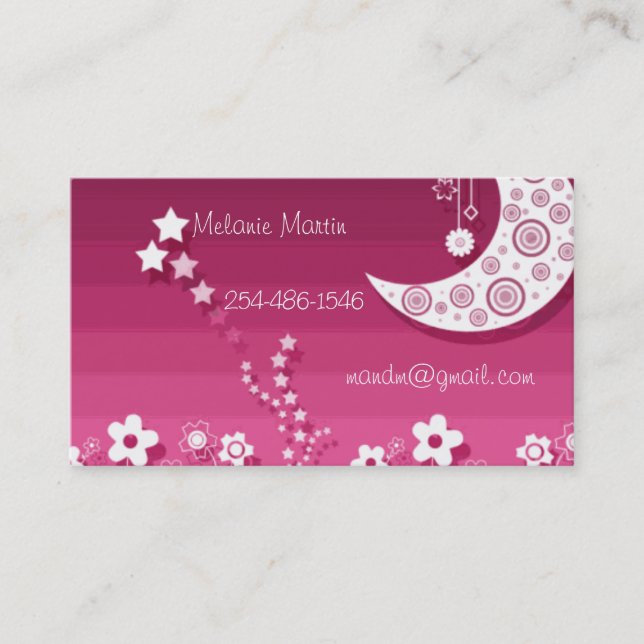 Pink Moon Star Flowers Business Card (Front)