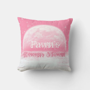 Pink moon star night sky cute girly throw pillow