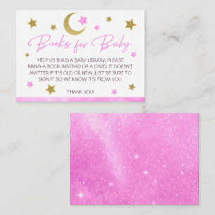 Pink Moon Stars Baby Shower Books for Baby Card