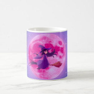 Pink Moon Witch Mug Cute Magical Halloween Cup