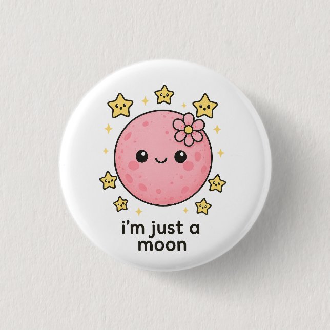 Pink Moon With a Bow  Button (Front)