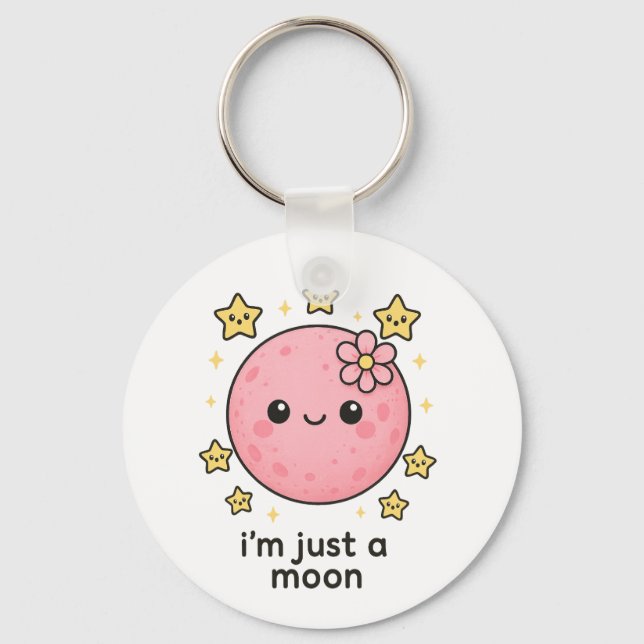 Pink Moon With a Bow  Keychain (Front)