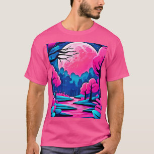 Pink Moonlit Forest Art T-Shirt