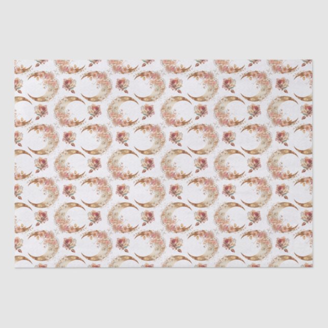 Pink Moons and Flowers Tissue Paper (Front)