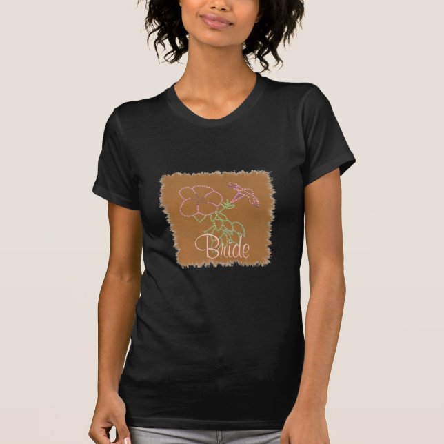 Pink Morning Glories bride t shirts (Front)