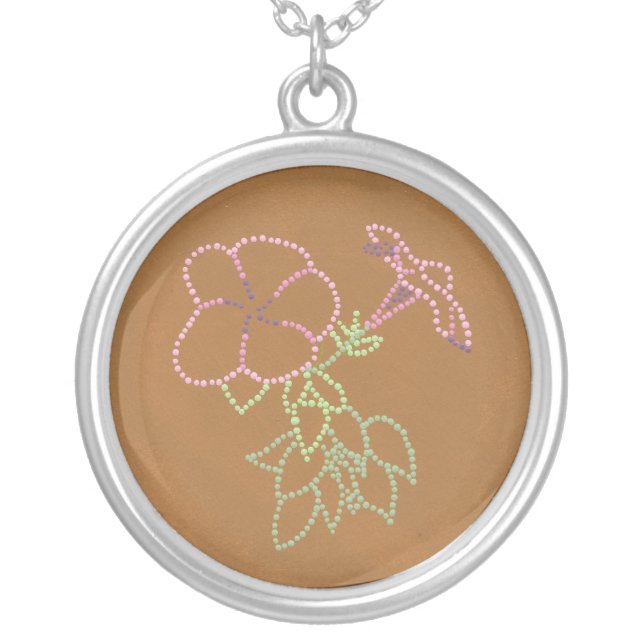 Pink Morning Glories in Pointillism Necklaces (Front)