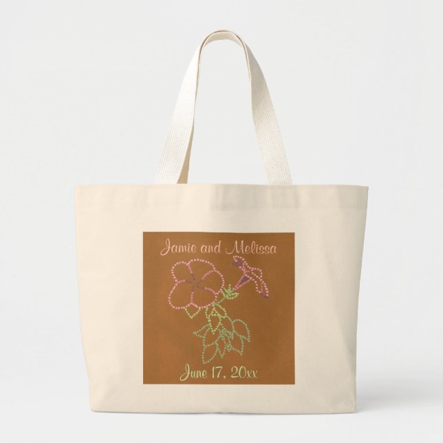 Pink Morning Glories, Wedding Tote Bags (Front)