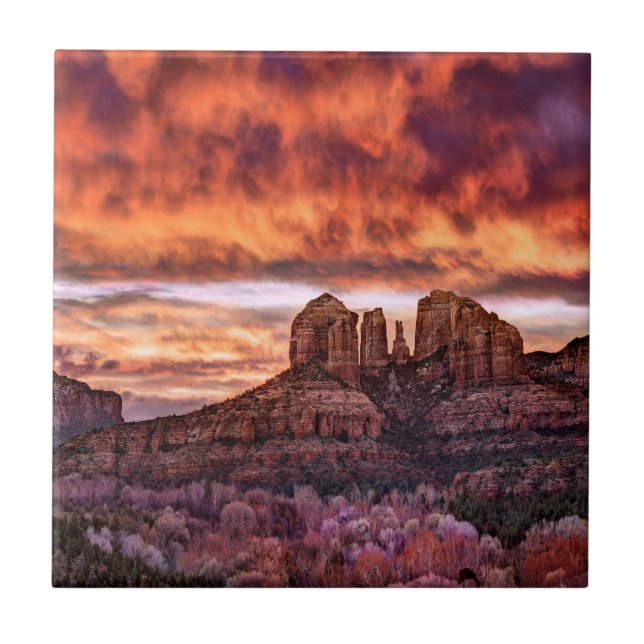 Pink Morning Glory Ceramic Tile (Front)