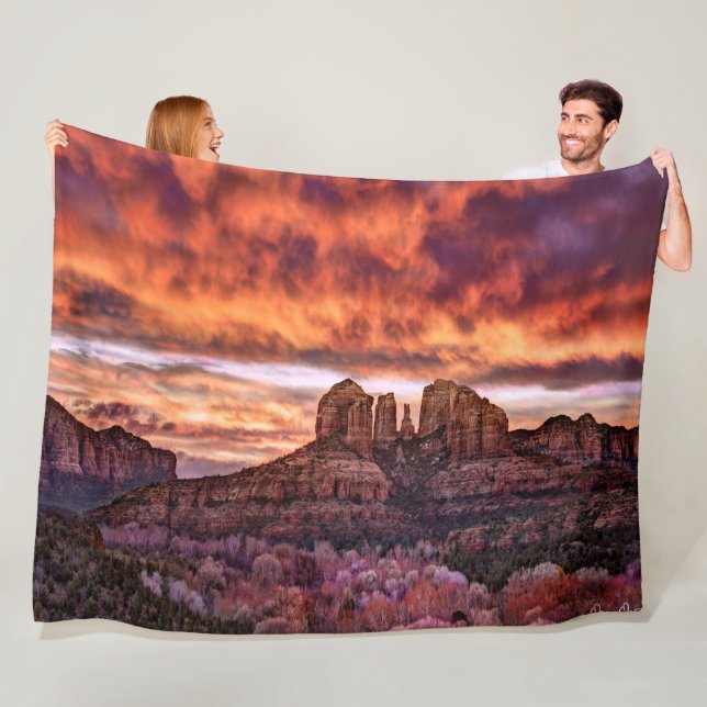 Pink Morning Glory Fleece Blanket (In Situ)