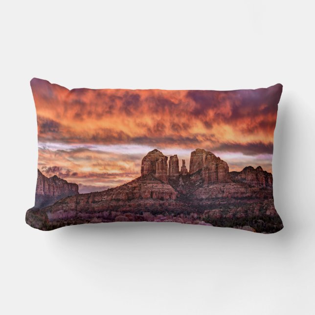 Pink Morning Glory Lumbar Pillow (Front)