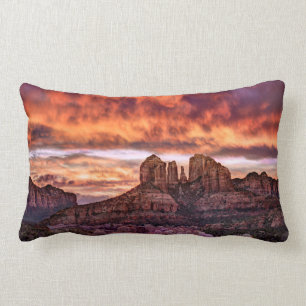 Pink Morning Glory Lumbar Pillow