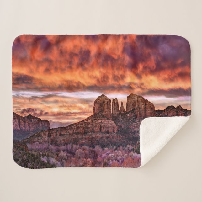 Pink Morning Glory Sherpa Blanket (Front (Horizontal))