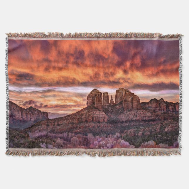 Pink Morning Glory Throw Blanket (Front)