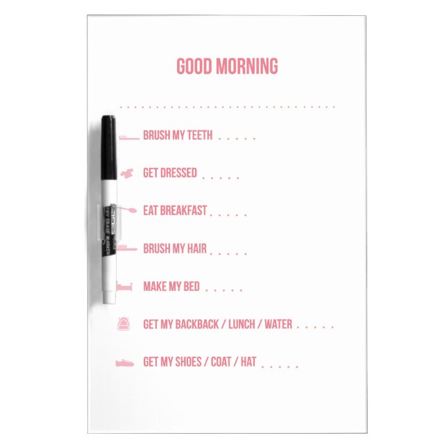 Pink Morning Routine Dry Erase Board (Front)