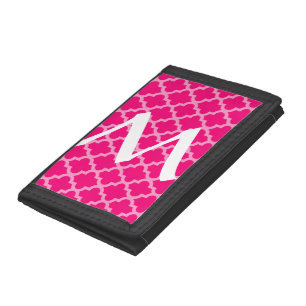 Pink Moroccan Moods Quatrefoil with Initial Trifold Wallet