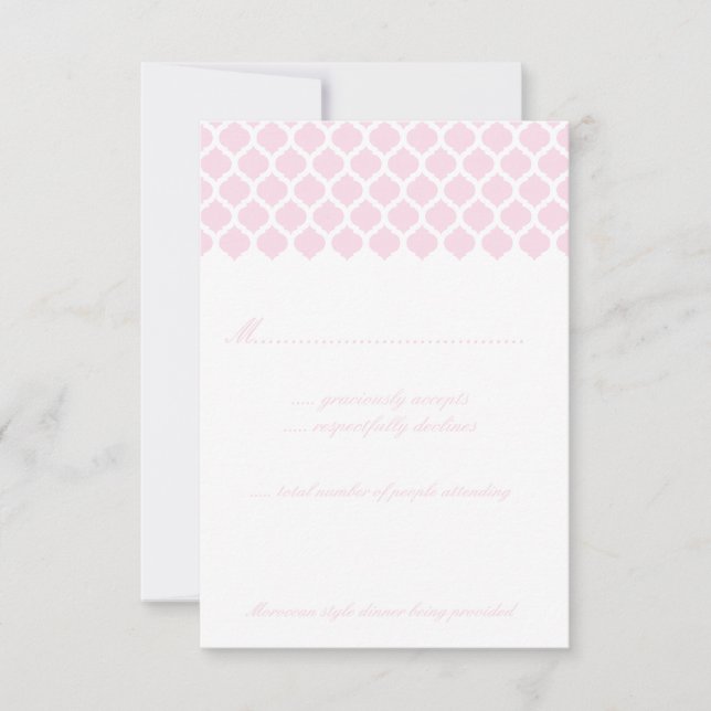 Pink Moroccan Pattern Wedding Party RSVP Cards (Front)