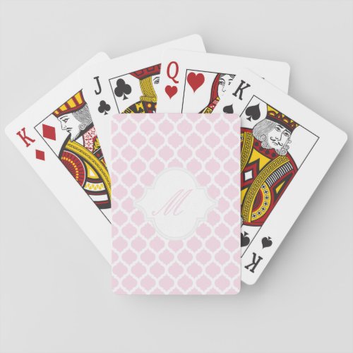 Pink Moroccan Pattern with Monogram Playing Cards