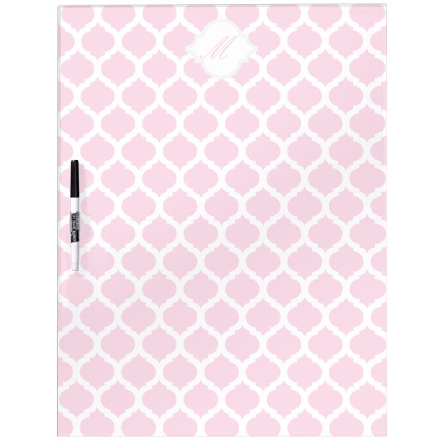 Pink Moroccan Pattern with Monogram Wipe Board (Front)