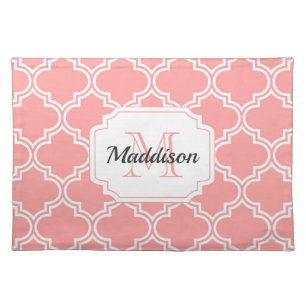 Pink Moroccan Quatrefoil Cloth Placemat