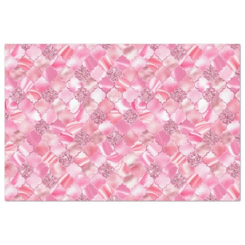 Pink Moroccan Quatrefoil Pattern Tissue Paper