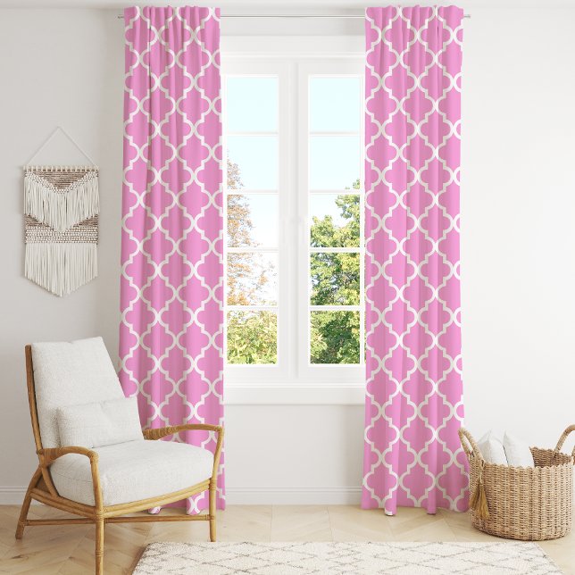 Pink Moroccan Quatrefoil Trellis Blackout Curtains (Creator Uploaded)