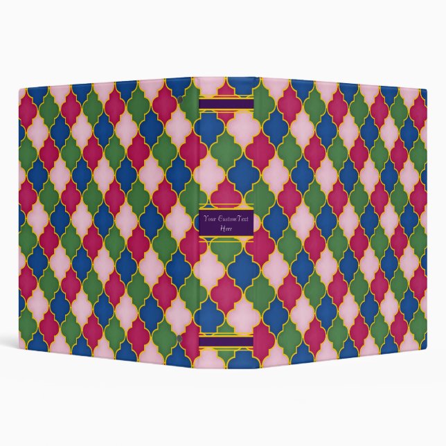 Pink Moroccan Tile Custom 1.5 Inch 3 Ring Binder (Background)