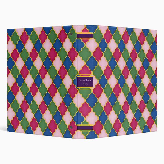Pink Moroccan Tile Custom 1 Inch 3 Ring Binder (Background)