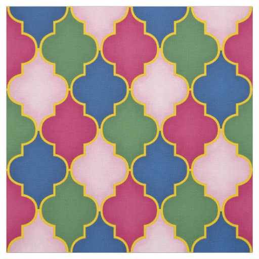 Pink Moroccan Tile (large scale) Fabric