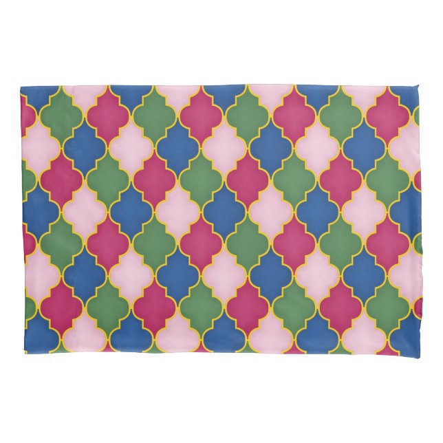 Pink Moroccan Tile Pillow Case (Front)