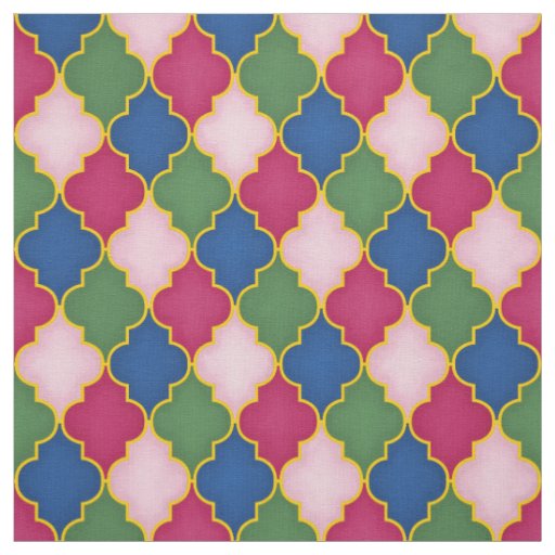 Pink Moroccan Tile (small scale) Fabric