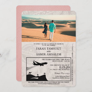 Pink Morocco Passport Wedding Invitation