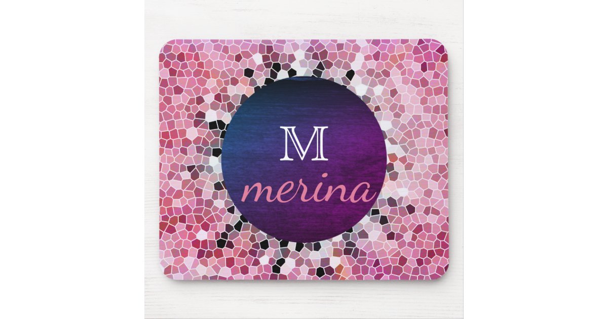 Pink Mosaic Floor Geometric Tiles Pixel Mouse Pad | Zazzle