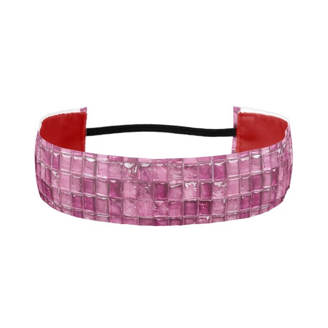 💗 Pink Mosaic Glow ✨ Stylish Geometric Athletic Headband (Front)