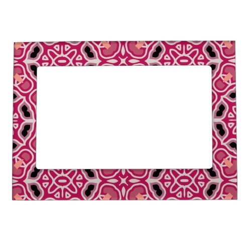 Pink Mosaic Kaleidoscopic Boho Geometric Pattern  Magnetic Frame