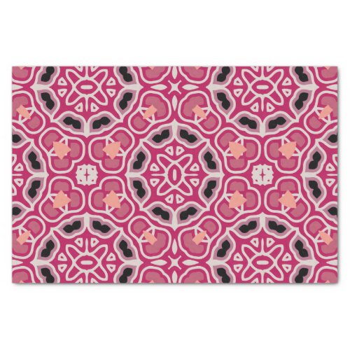 Pink Mosaic Kaleidoscopic Boho Geometric Pattern Tissue Paper