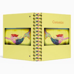 pink mosaic mermaid rising 3 ring binder